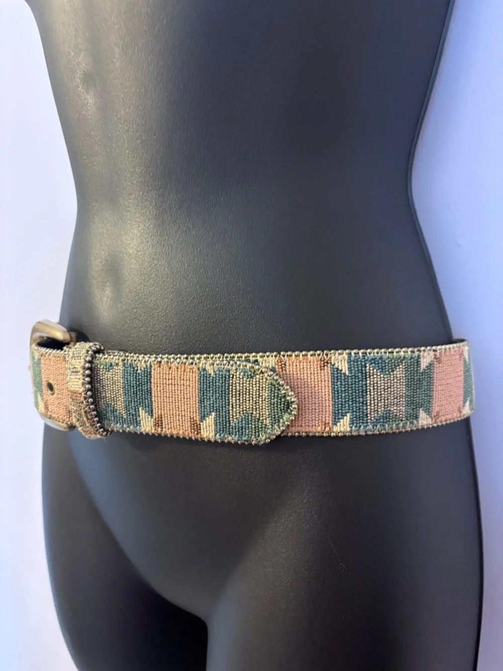 Paul Harris Vintage Bonded Leather Pastel Southwestern Tapestry Belt size SM